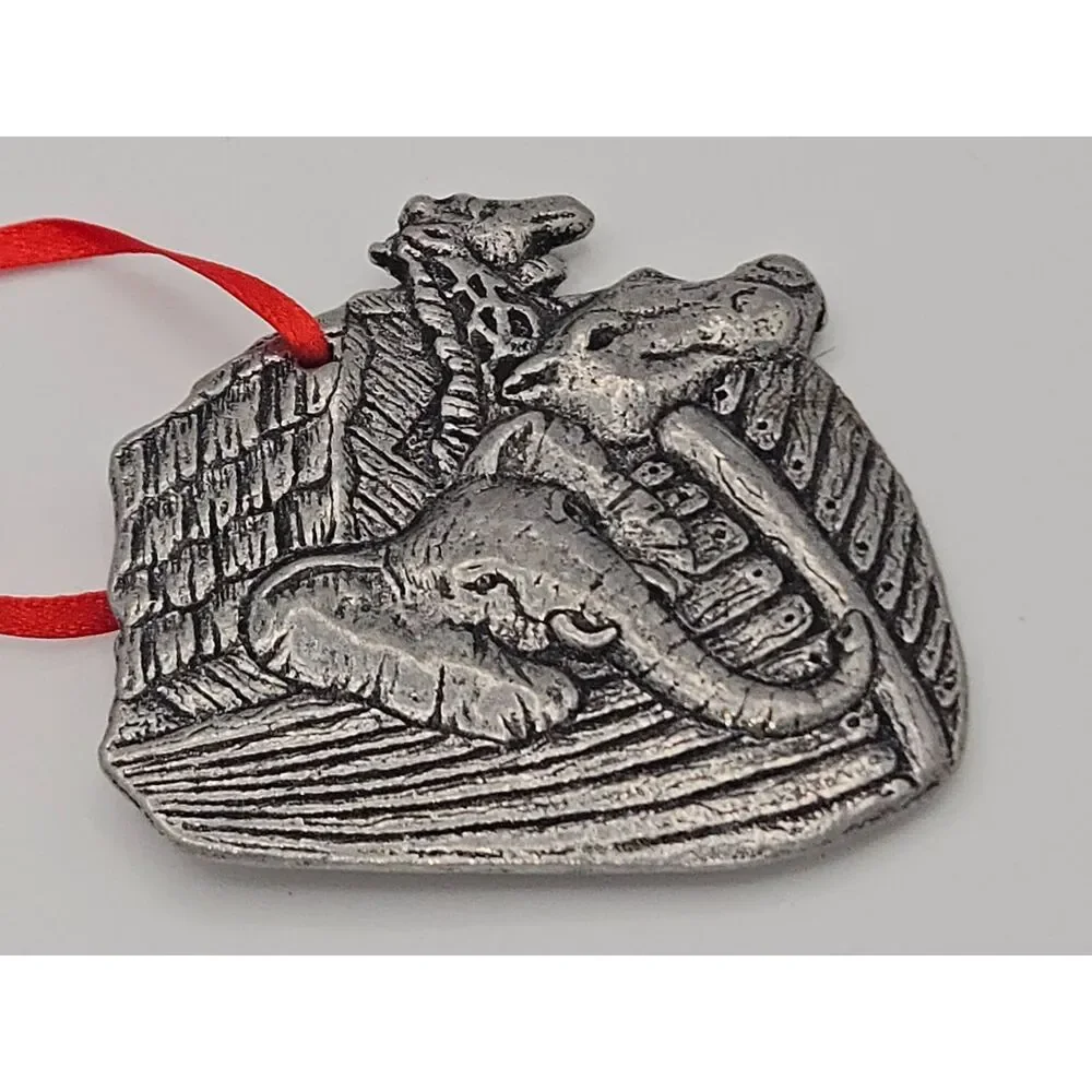 Vintage 1994 Carson Pewter Noah's Ark Christmas Ornament